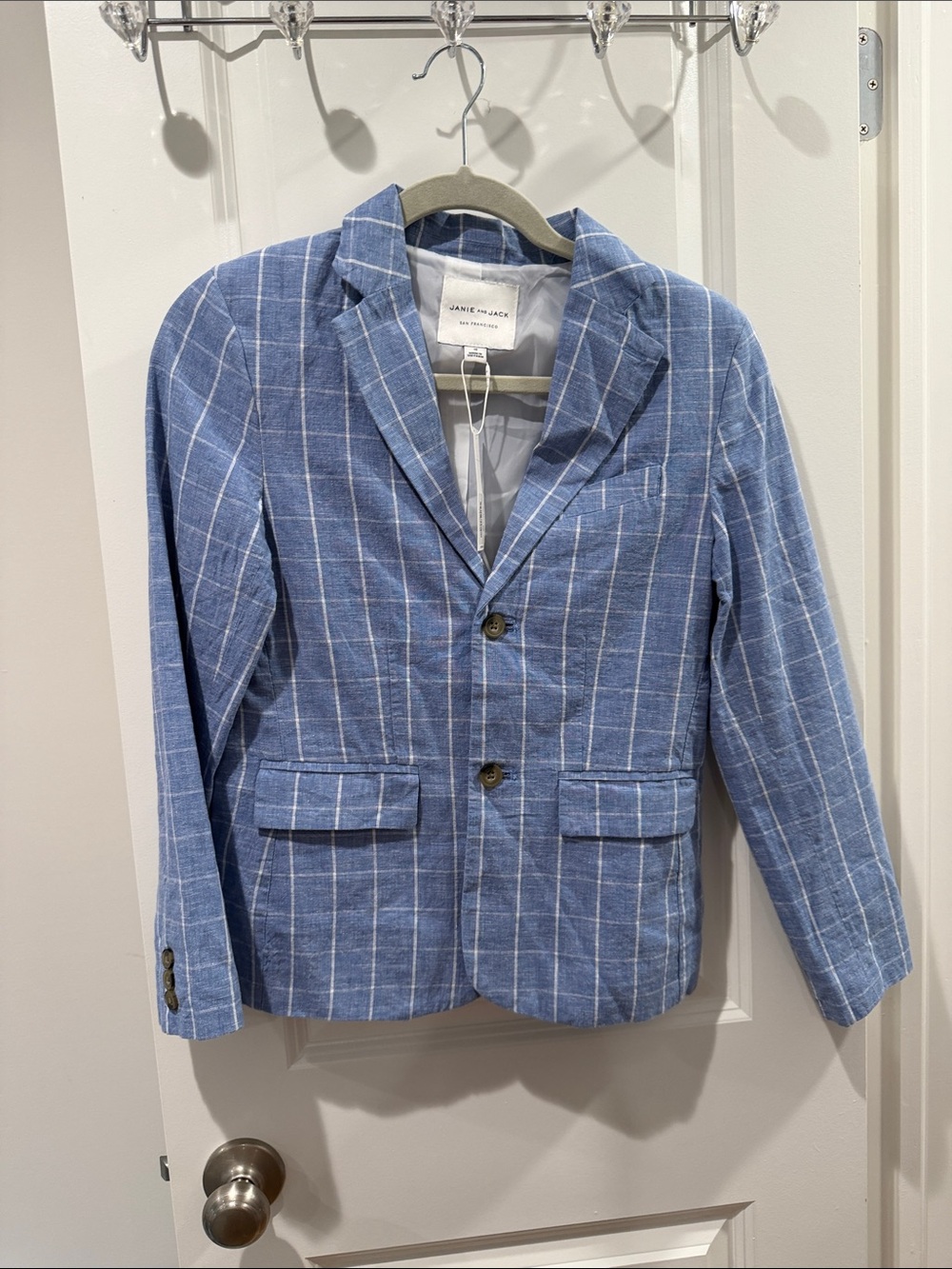 Janie and Jack Light Blue Plaid Boys' Blazer size 12 NWT